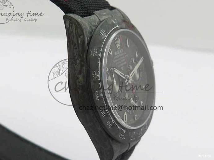 MiroTime 0124 Stretchable Daytona DIW All Black Carbon Noob 1:1 Best Edition Black Dial on Black Nylon Strap SA 2582